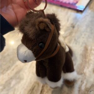 NWOT Plush Brown Horse Keychain with White Accents